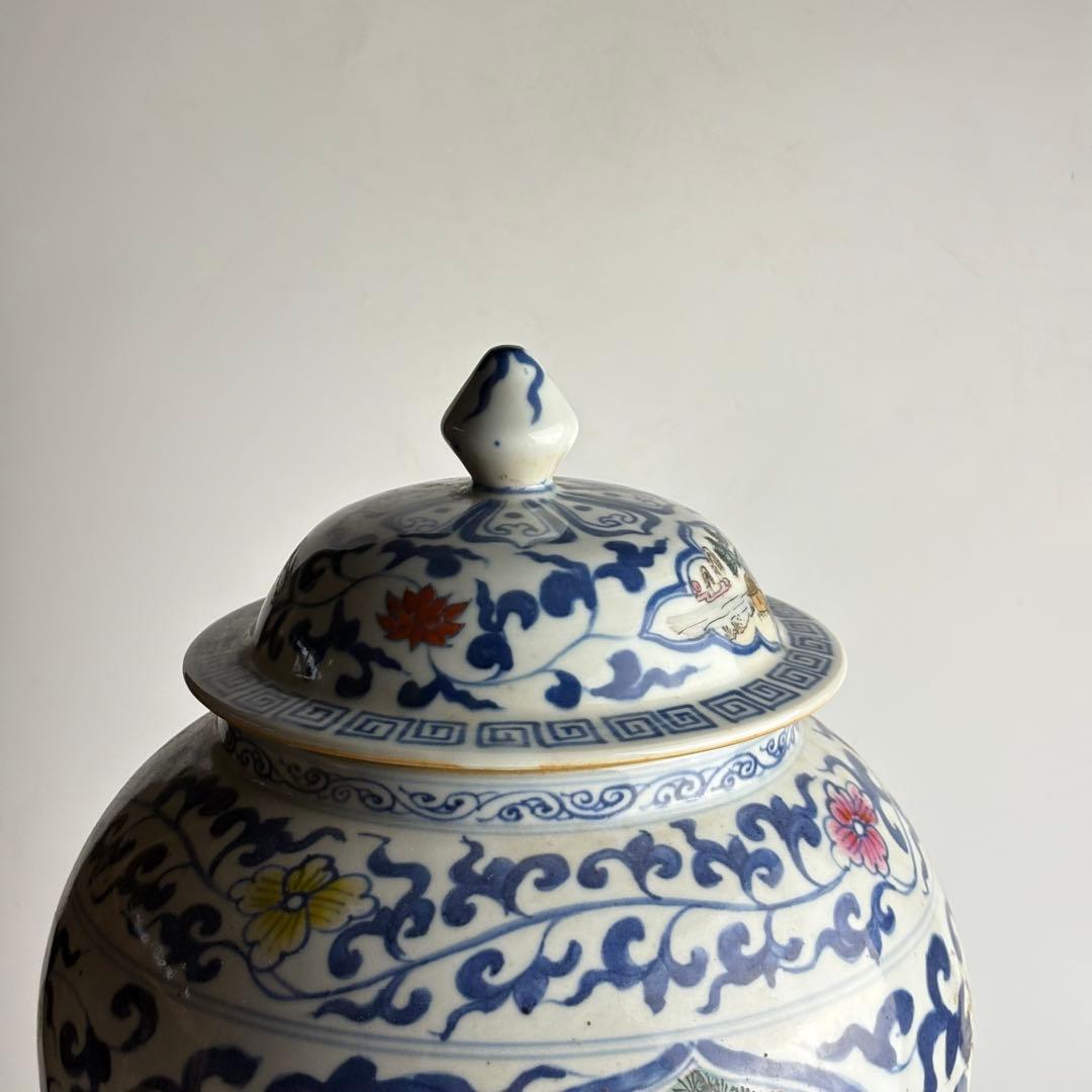 中国 染付 色絵 花瓶 壺 粉彩