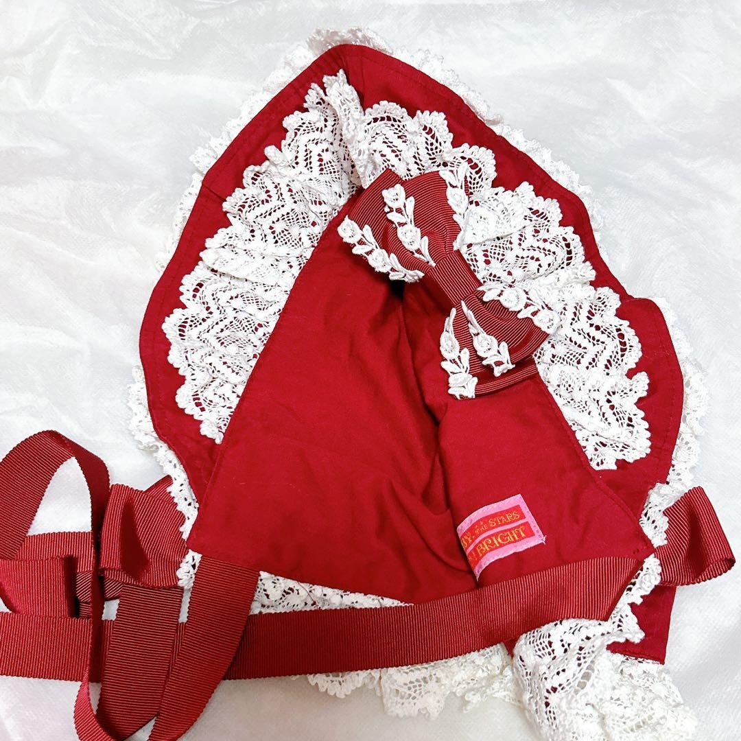 処分価格❗️BABY トーションレースのフルボンネット　エンジ