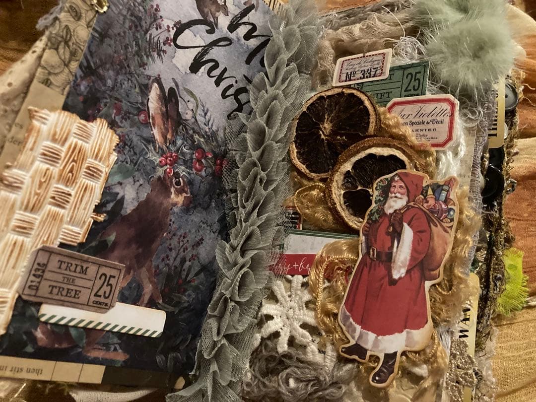 クリスマス　スペシャルBOX ジャンクジャーナル　エンボスペーパー　インド刺繍