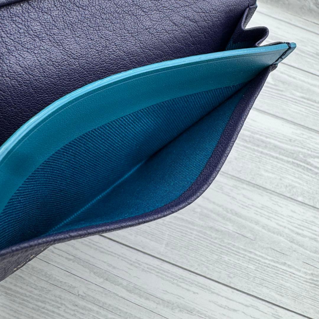 【未使用級】　Paul Smith マルチストライプ　名刺入れ　レザー　ネイビー