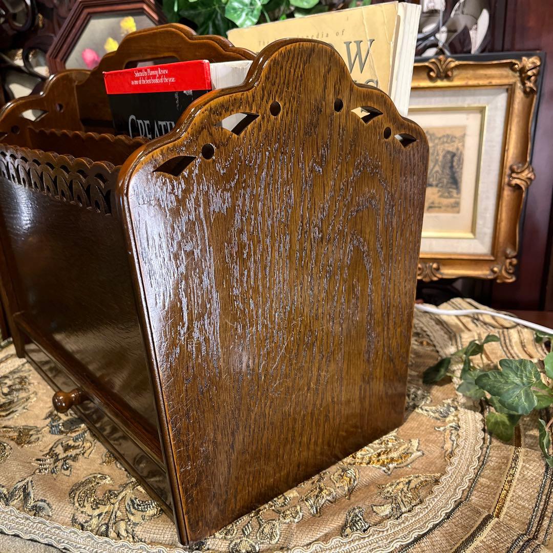 希少　パリ雑貨屋　アンティーク小物入れ　マガジンラック　引き出し付き