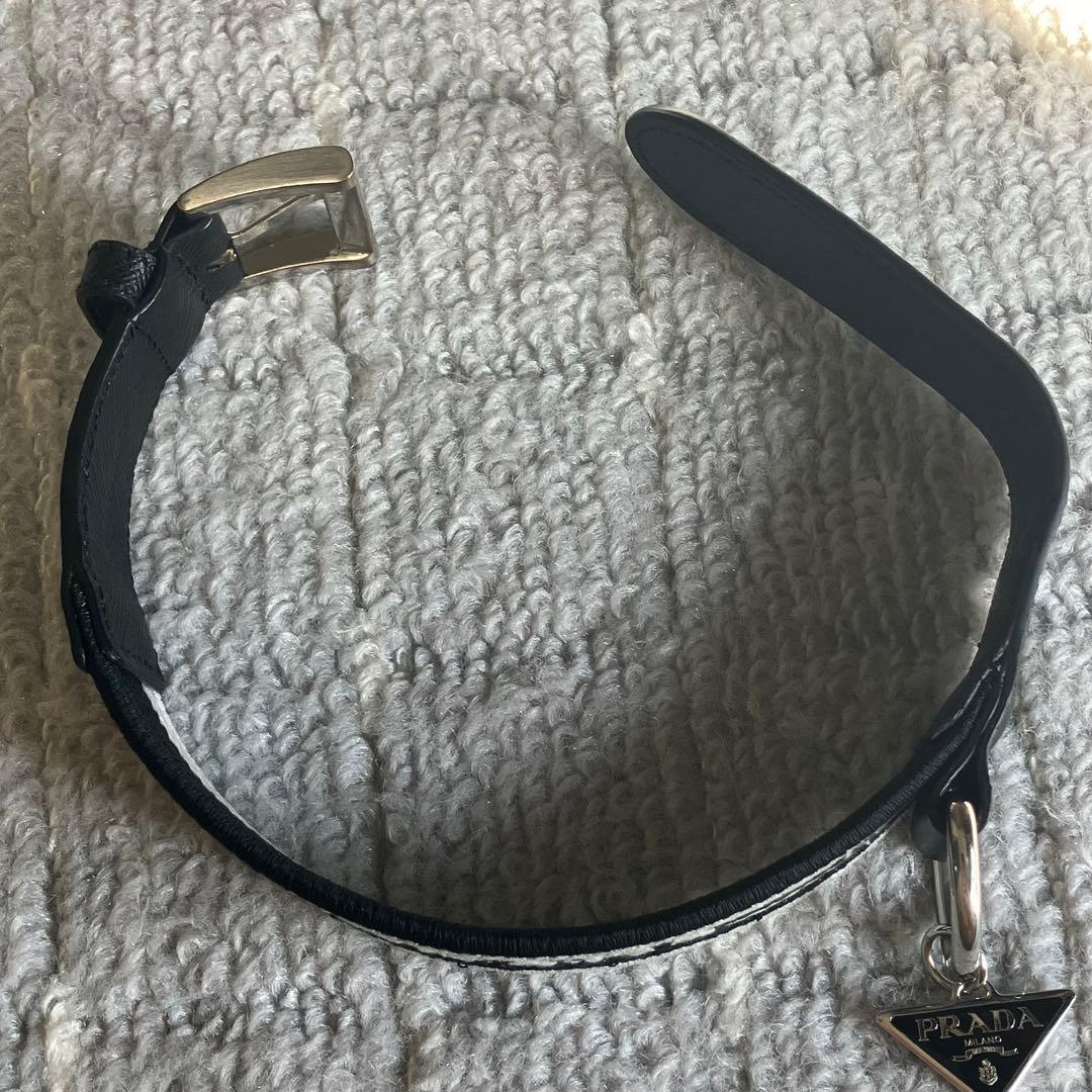 プラダ［首輪］三角ロゴ　犬用　ペット用品　レザー　ジャガード　箱付き　ブラック