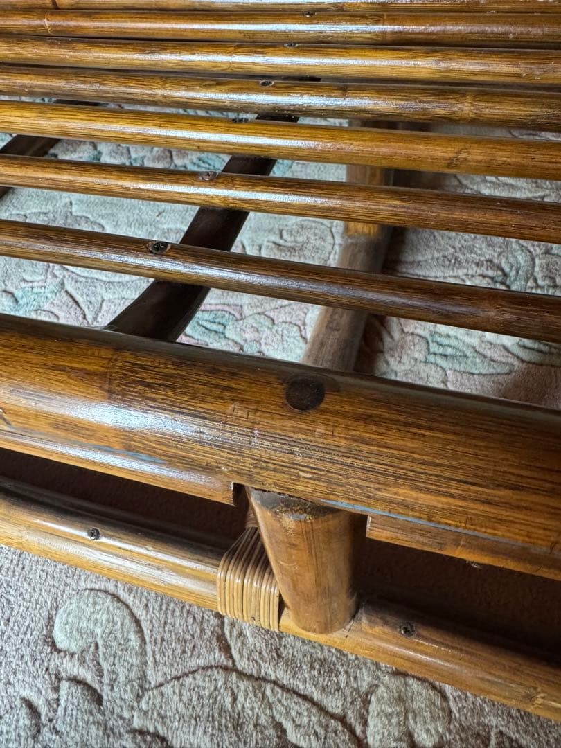 ☆希少☆ ラタン ダブルベッド　昭和レトロ　ヴィンテージ　アンティーク　籐