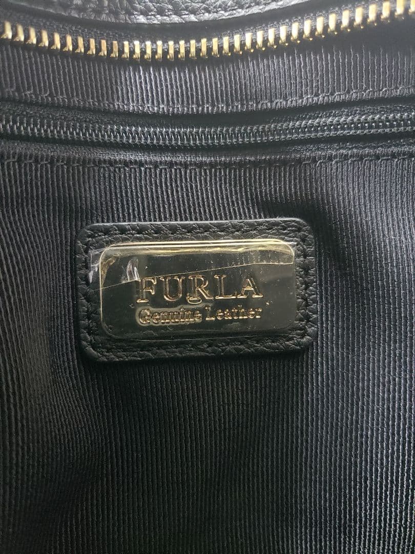 ［フルラ］2way レザーハンドバッグ　未使用品　黒　保存袋付き