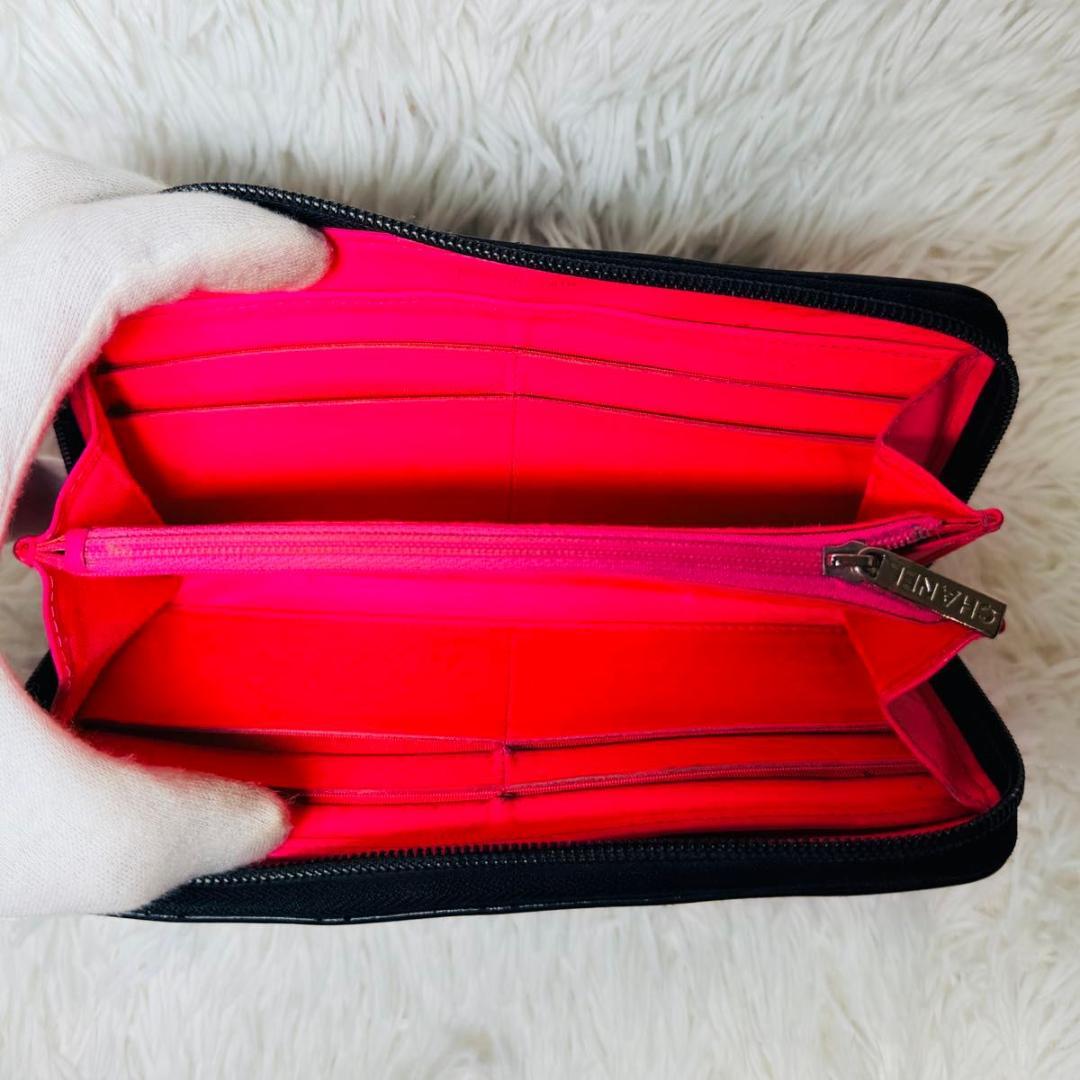 【最終セール！】シャネル　カンボンライン　ラウンドファスナー　長財布　ブラック