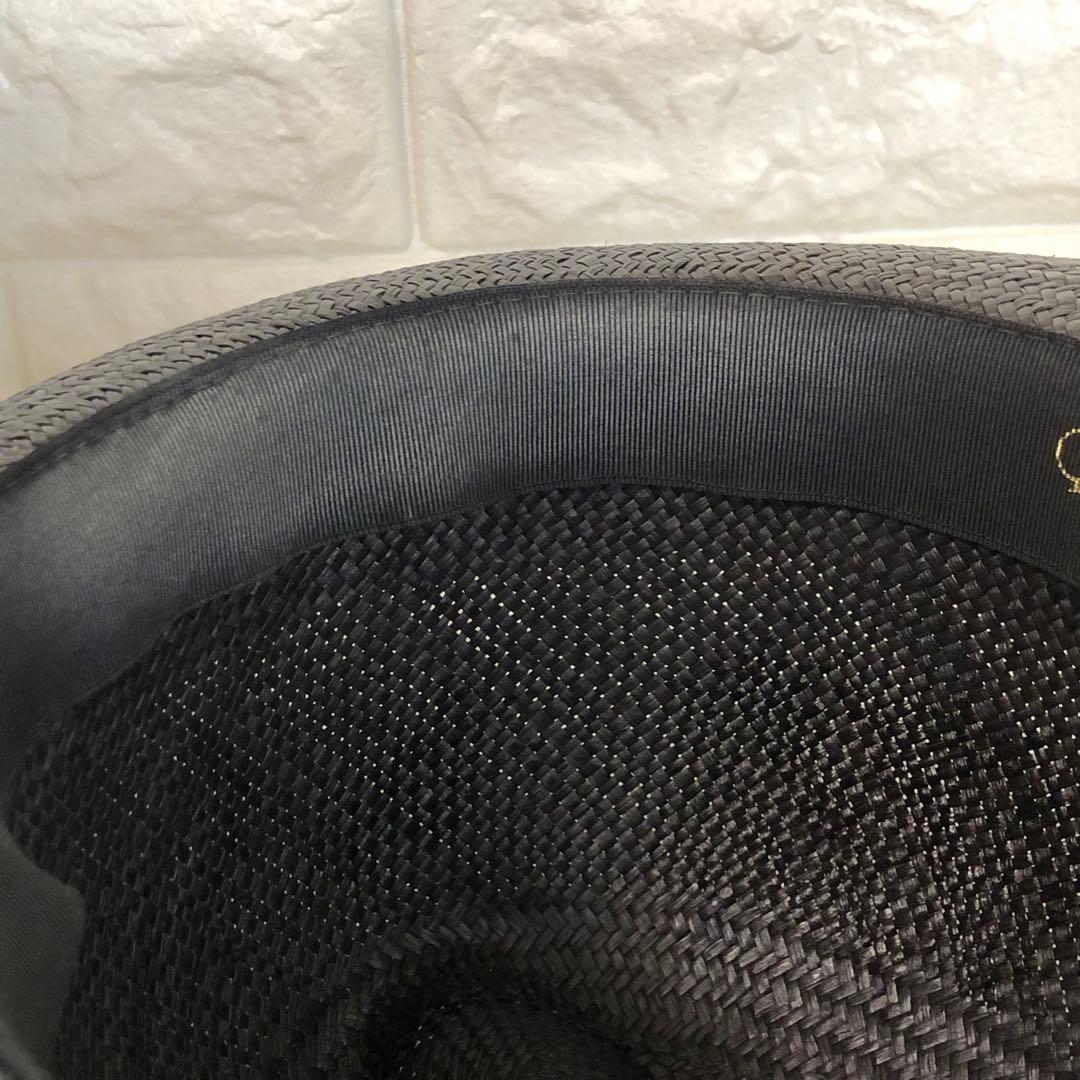 Borsalino ボルサリーノ パナマハット 麦わら帽子 ブラック 天然草