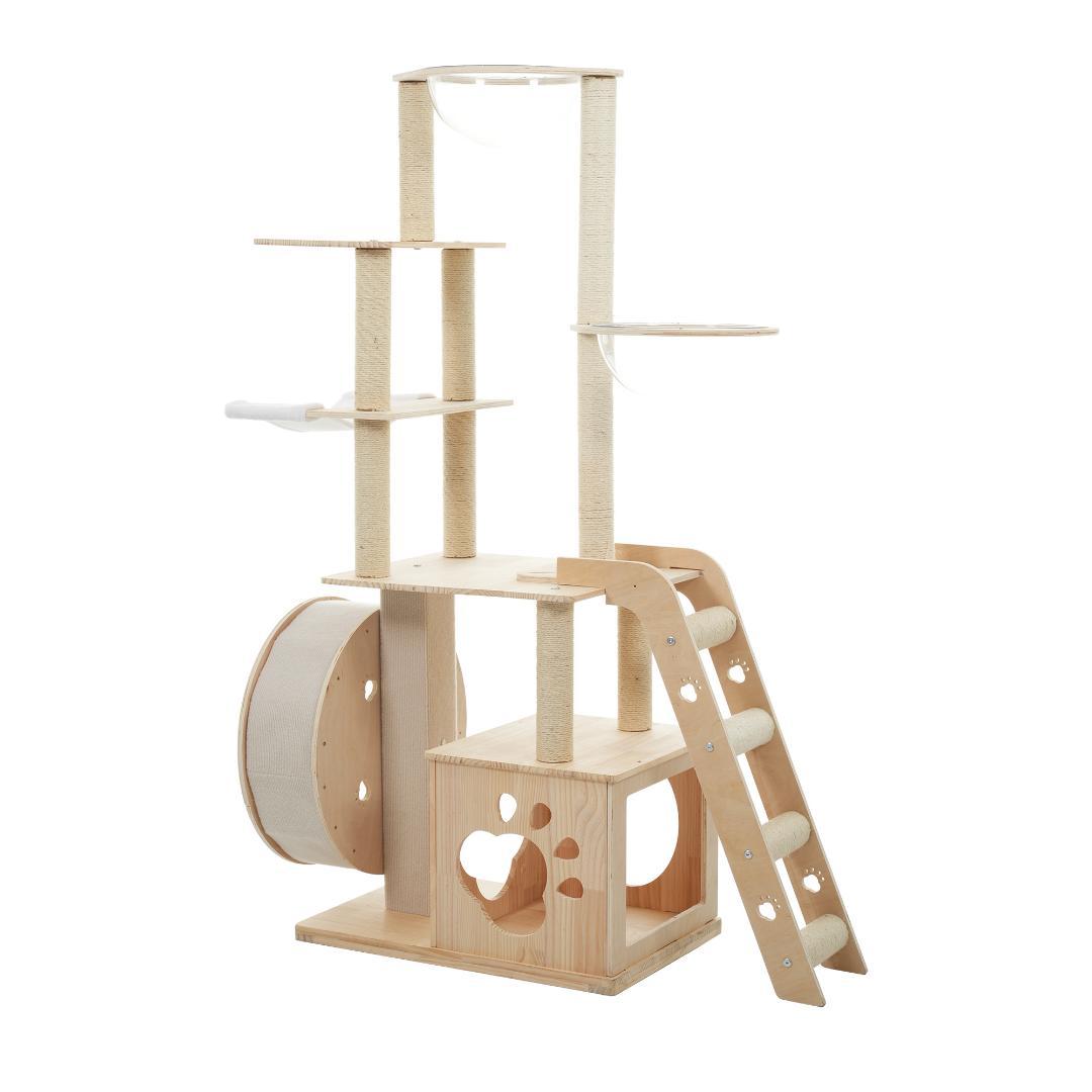 猫タワー キャットツリー 据え置き ランニングホイール付き 多頭飼い 宇宙船