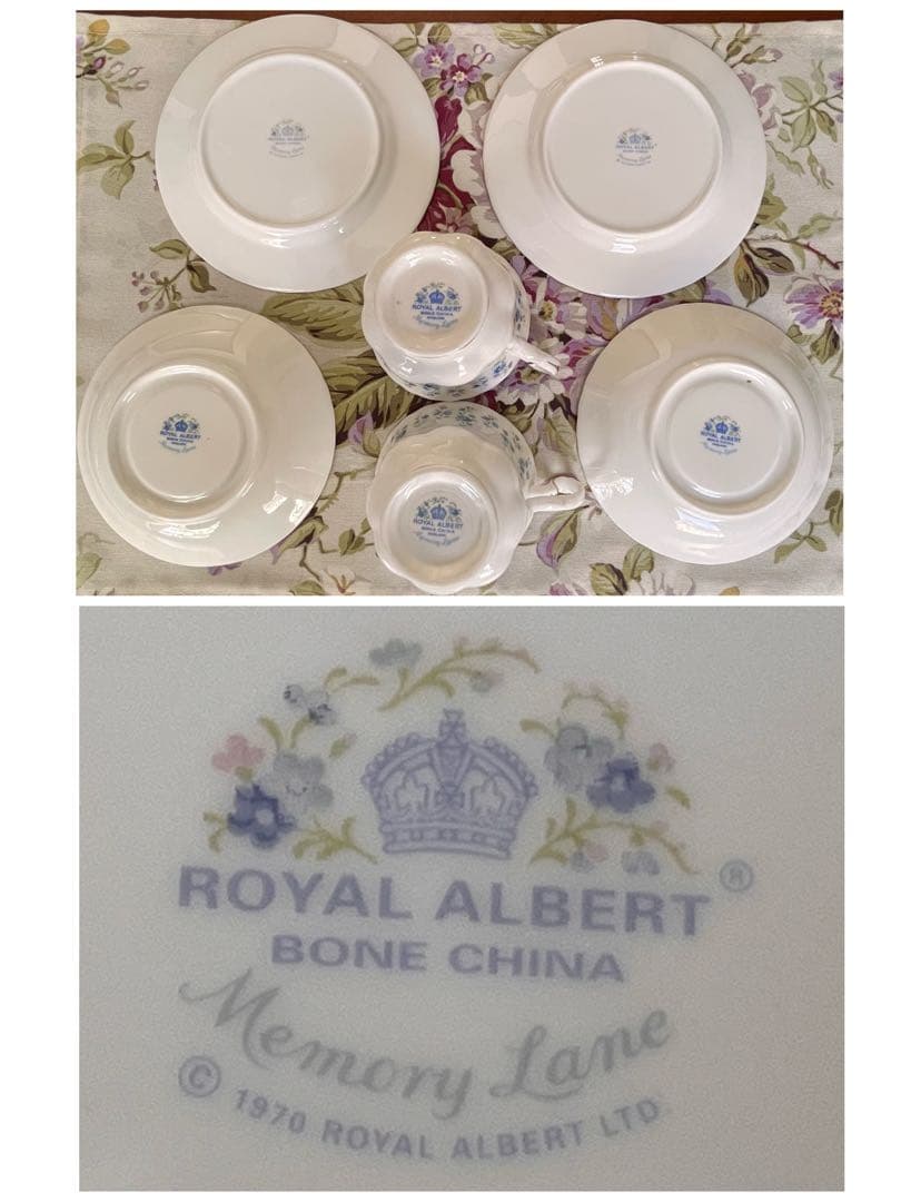 【美品】ロイヤルアルバート★勿忘草・メモリーレーン★トリオ　ペア