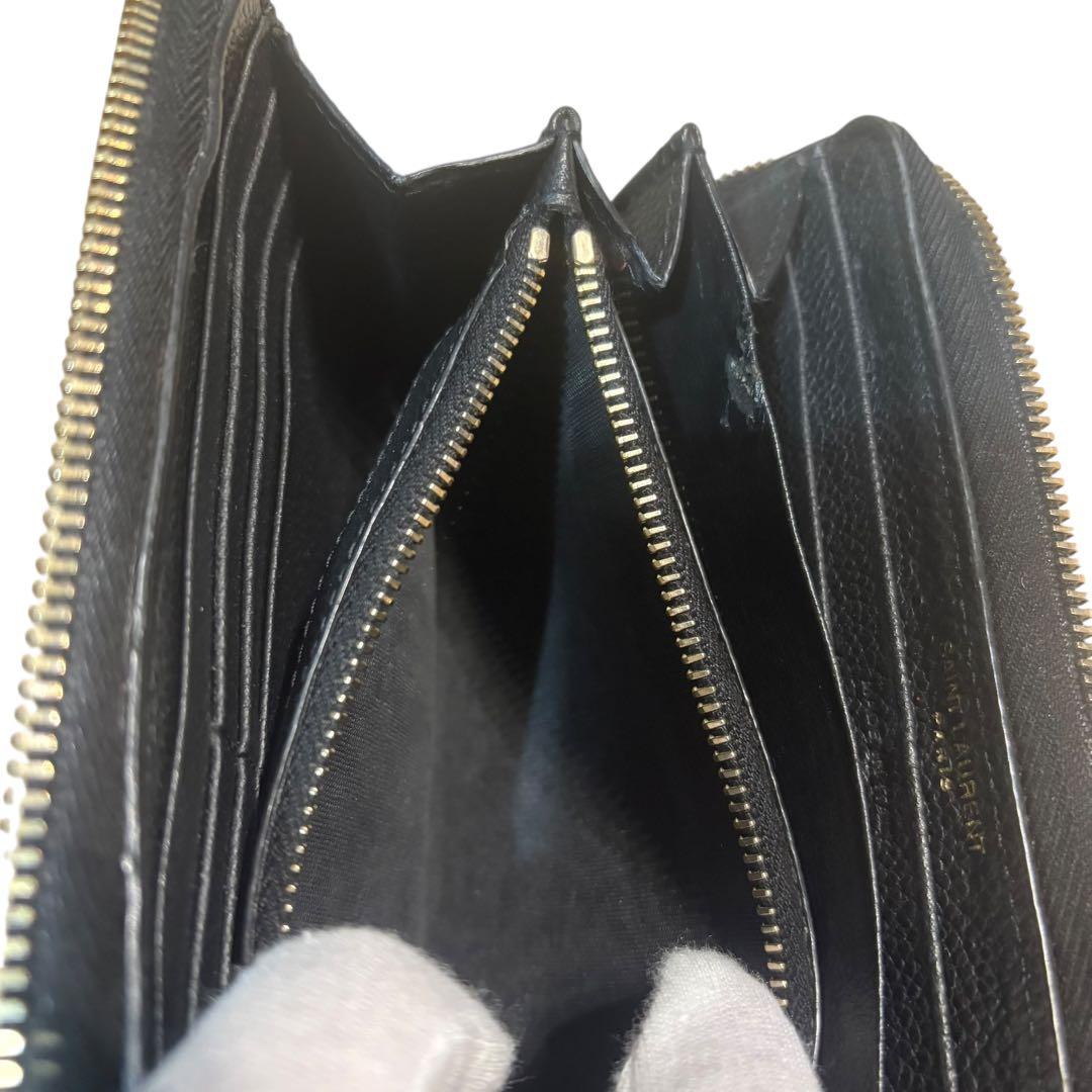 サンローラン 長財布 ラウンドファスナー カサンドラ YSL金具 黒