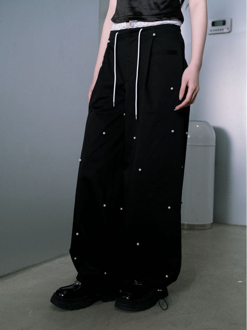 ANDWANG Pearl dot nylon pants パール パンツ