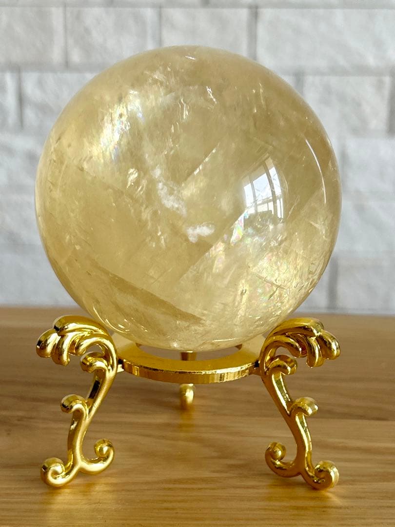 ゴールデンカルサイト　丸玉　約72㎜　スフィア