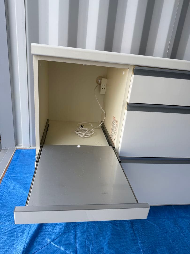 パモウナ　EMA-1400 パールホワイト 収納キャビネット