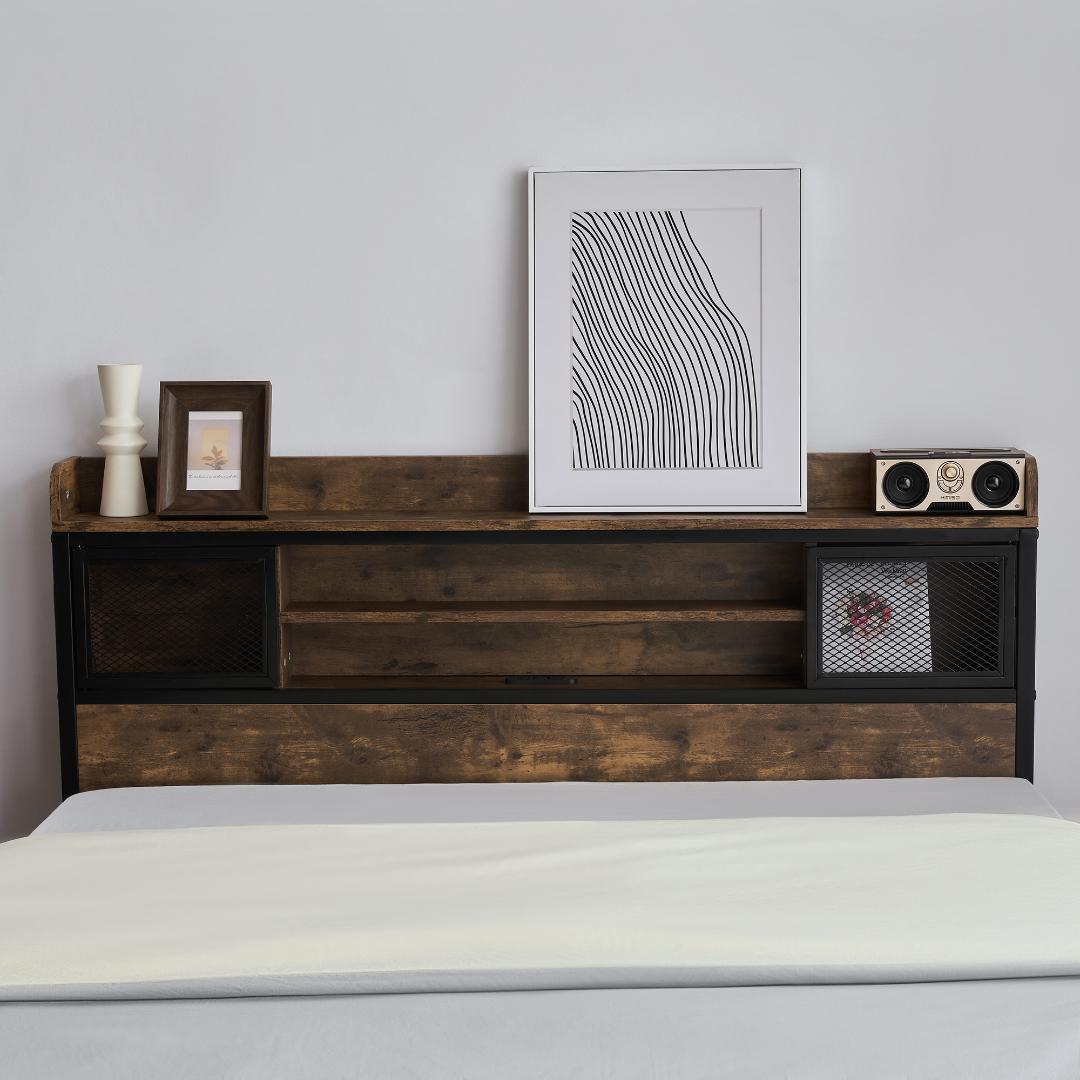 数量限定セール！【D・ダブル】 ベッドフレーム コンセント付き 宮付き　オシャレ