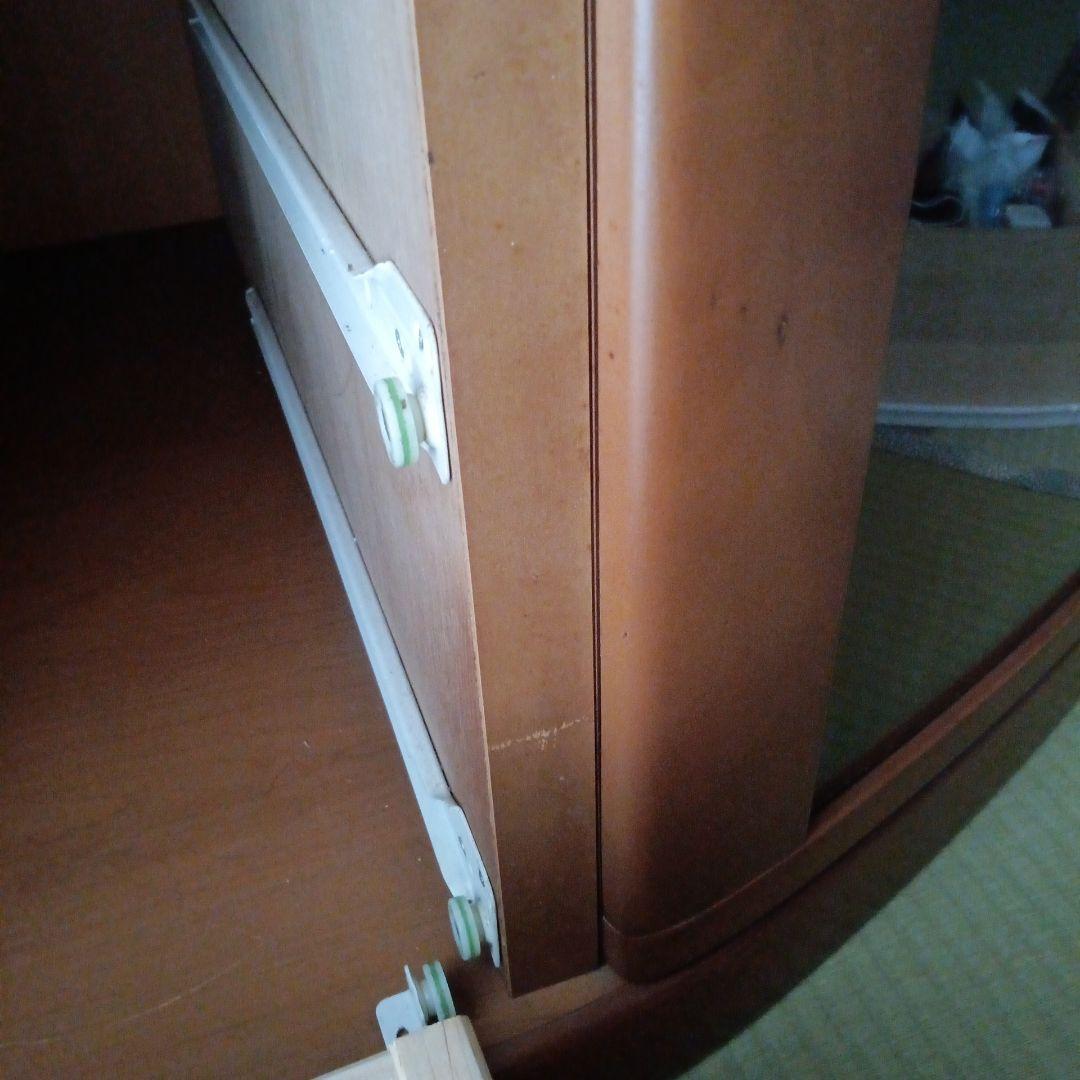 テレビ台 天然木 ブラウン 3引き出し ガラス扉