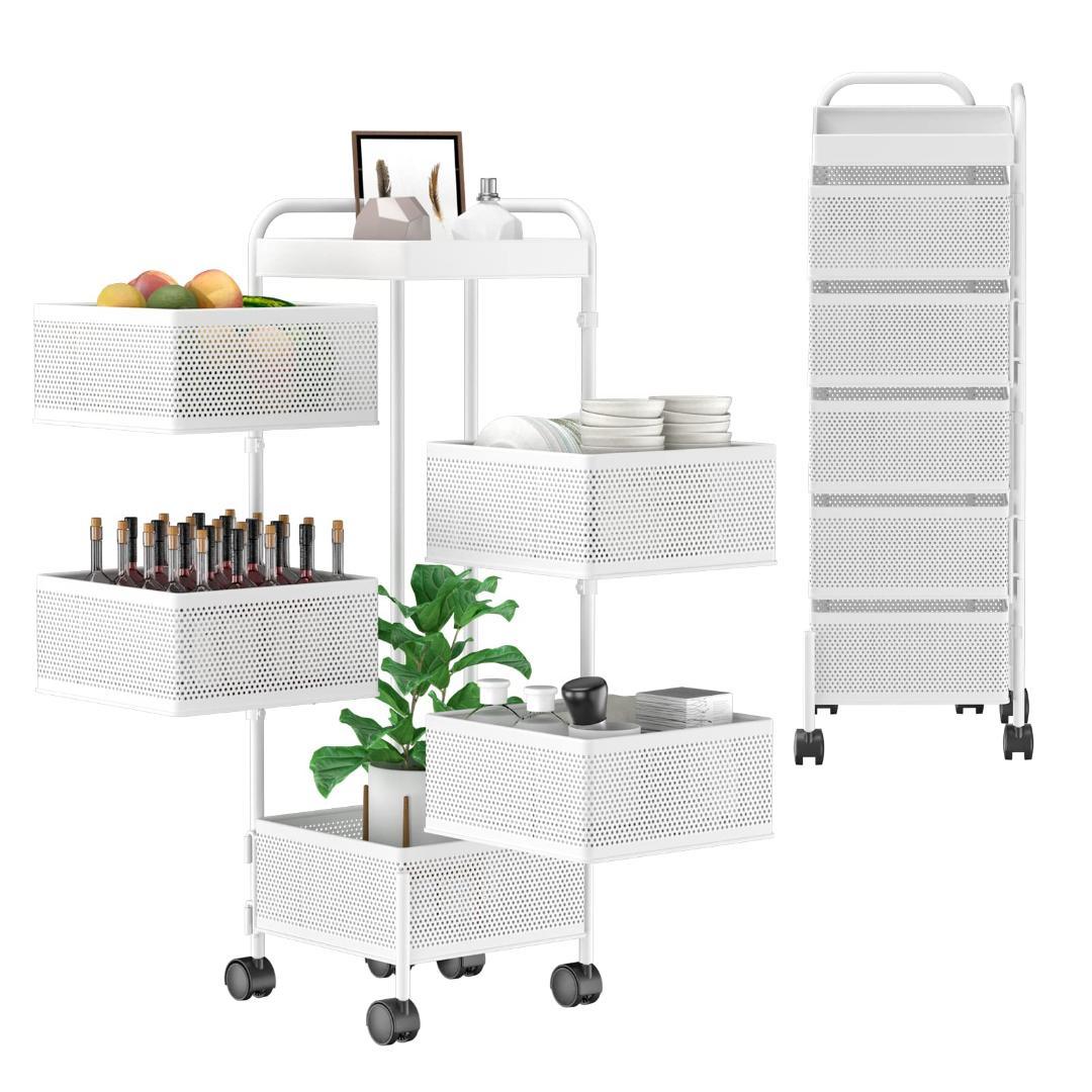 調味料・小物収納カート、5段、キャスター付き、天板付き