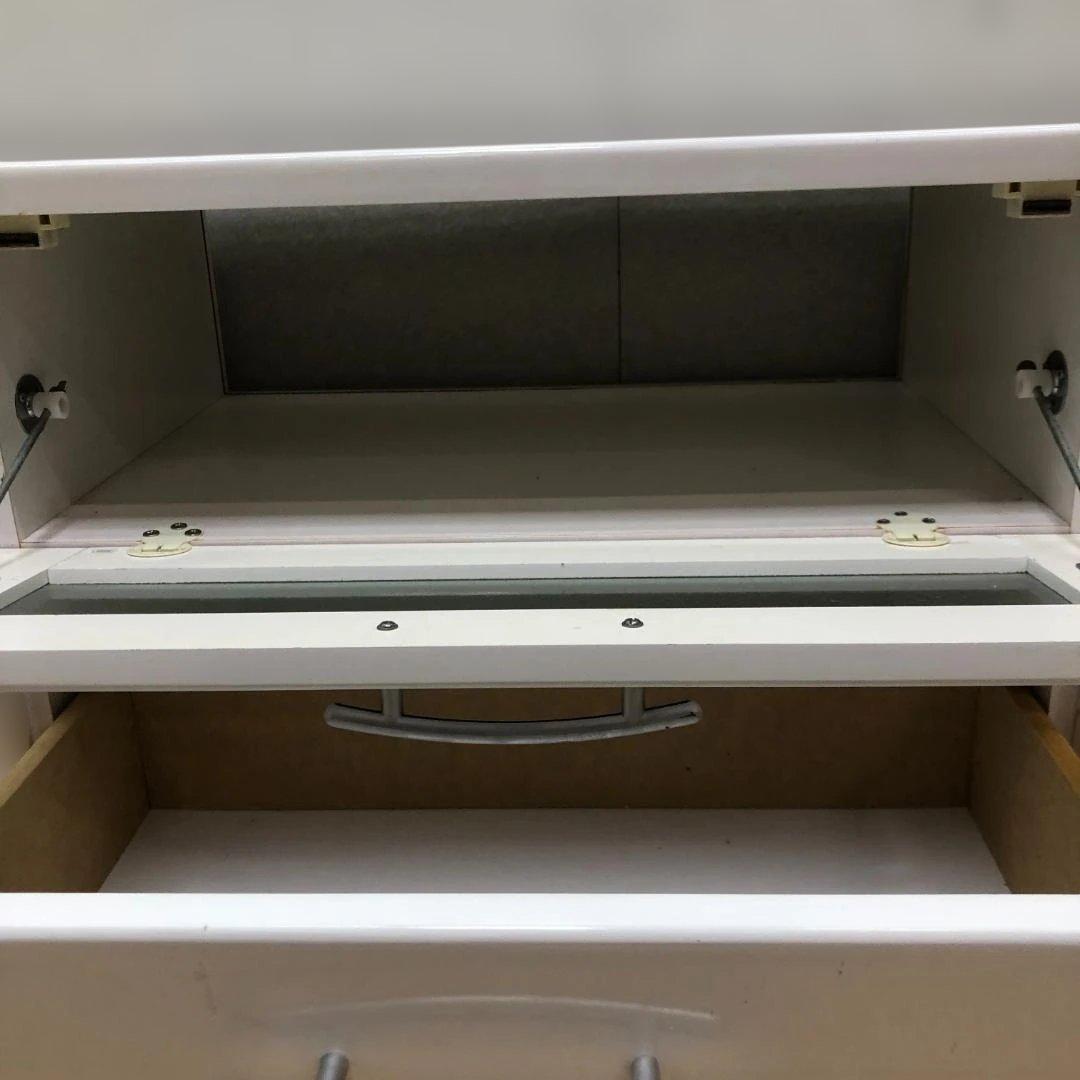 送料無料 テレビ台 ローボード 白 キャスター付き ガラス扉 250803-3