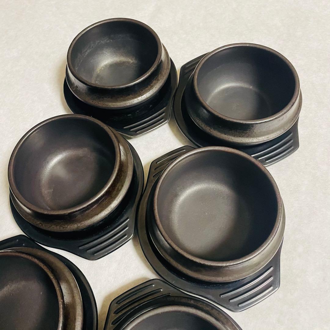 韓国 直火用 トゥッペギ（뚝배기）12cm 8個＋専用受け皿8枚セット