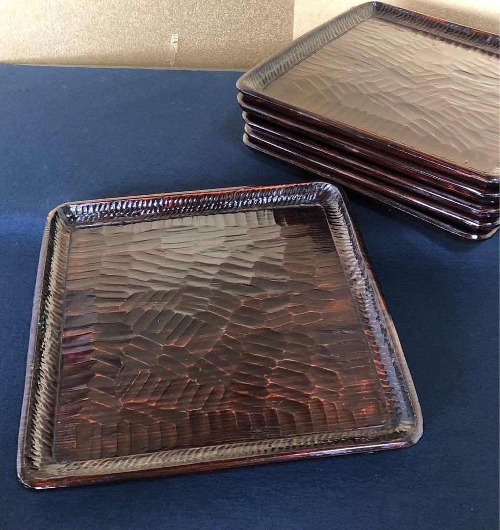 《レ》伝統工芸 讃岐彫 四方膳6客 讃岐膳 盆 刳抜 251201お2