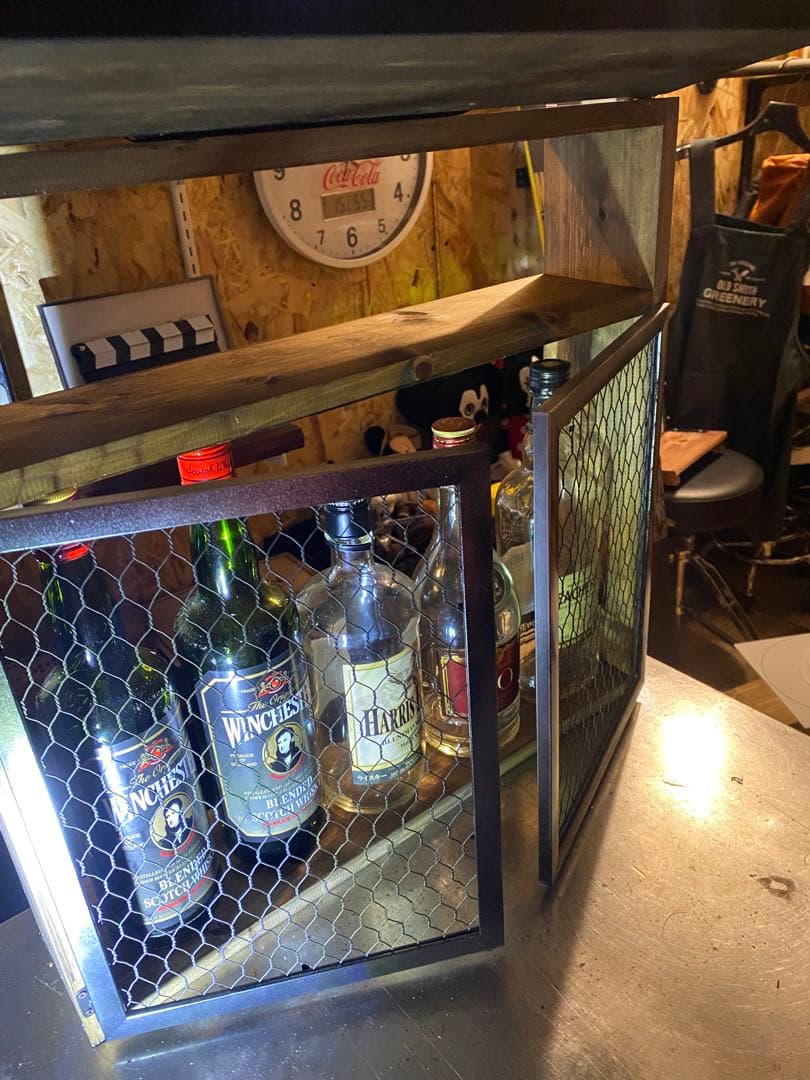 照明付き　収納棚　アメリカン　ROUTE66