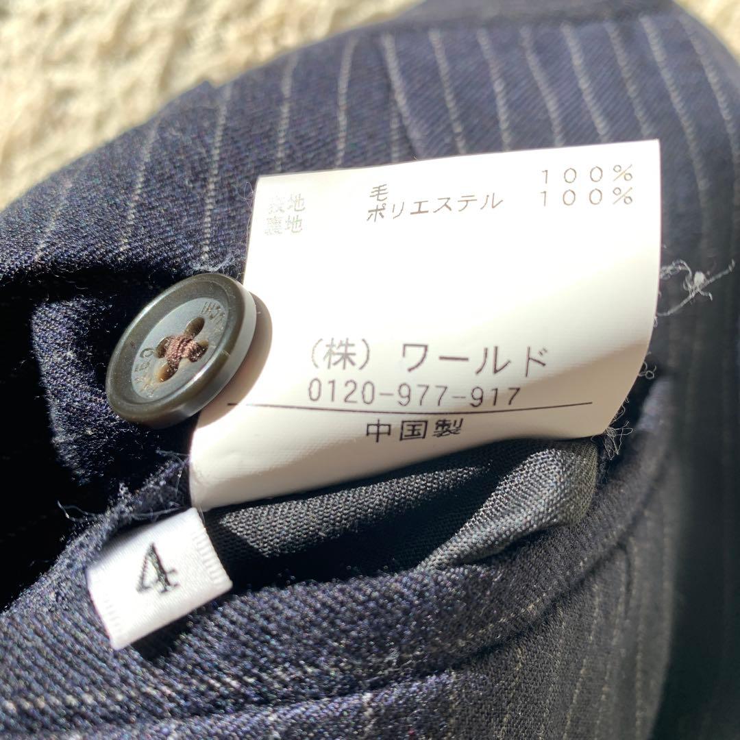 タケオキクチ　ネイビー ストライプ ビジネススーツ　サイズ4