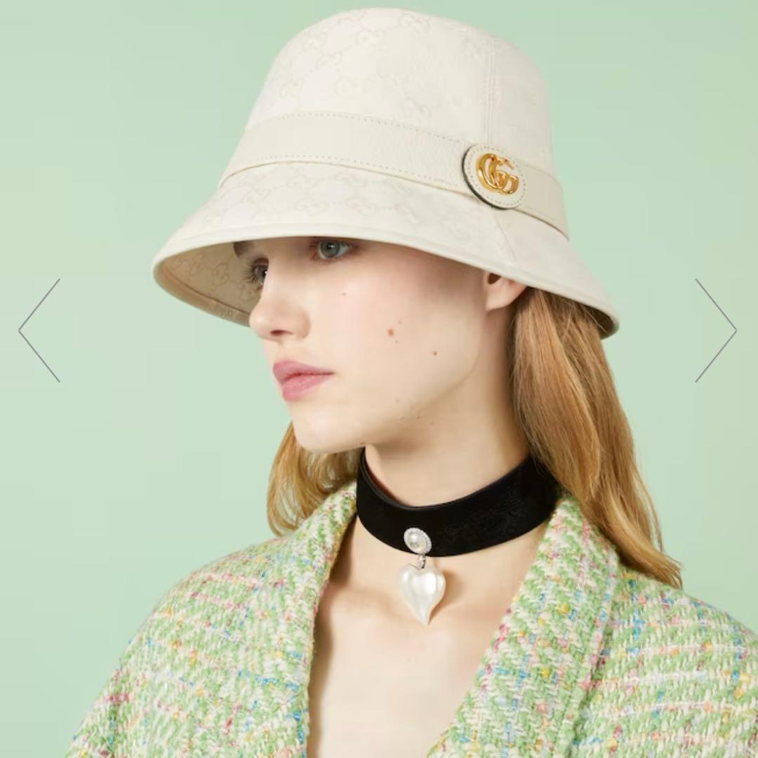 未使用級☆GUCCI バケットハット GGキャンバス Mサイズ アイボリー