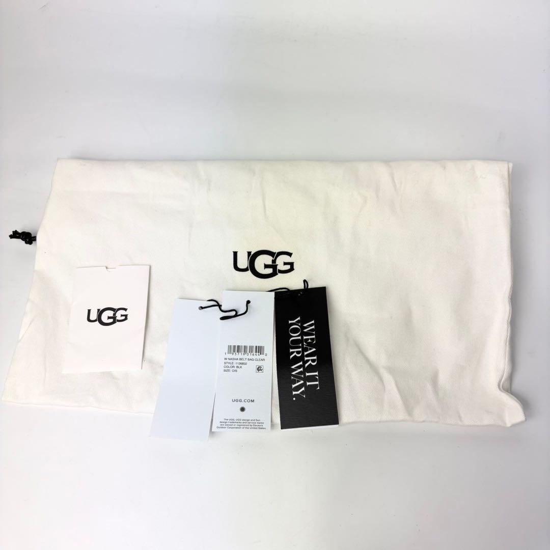 アグ　ナシャ　ベルトバッグ　クリア　ファーブラック　ボディバッグウエストポーチ.