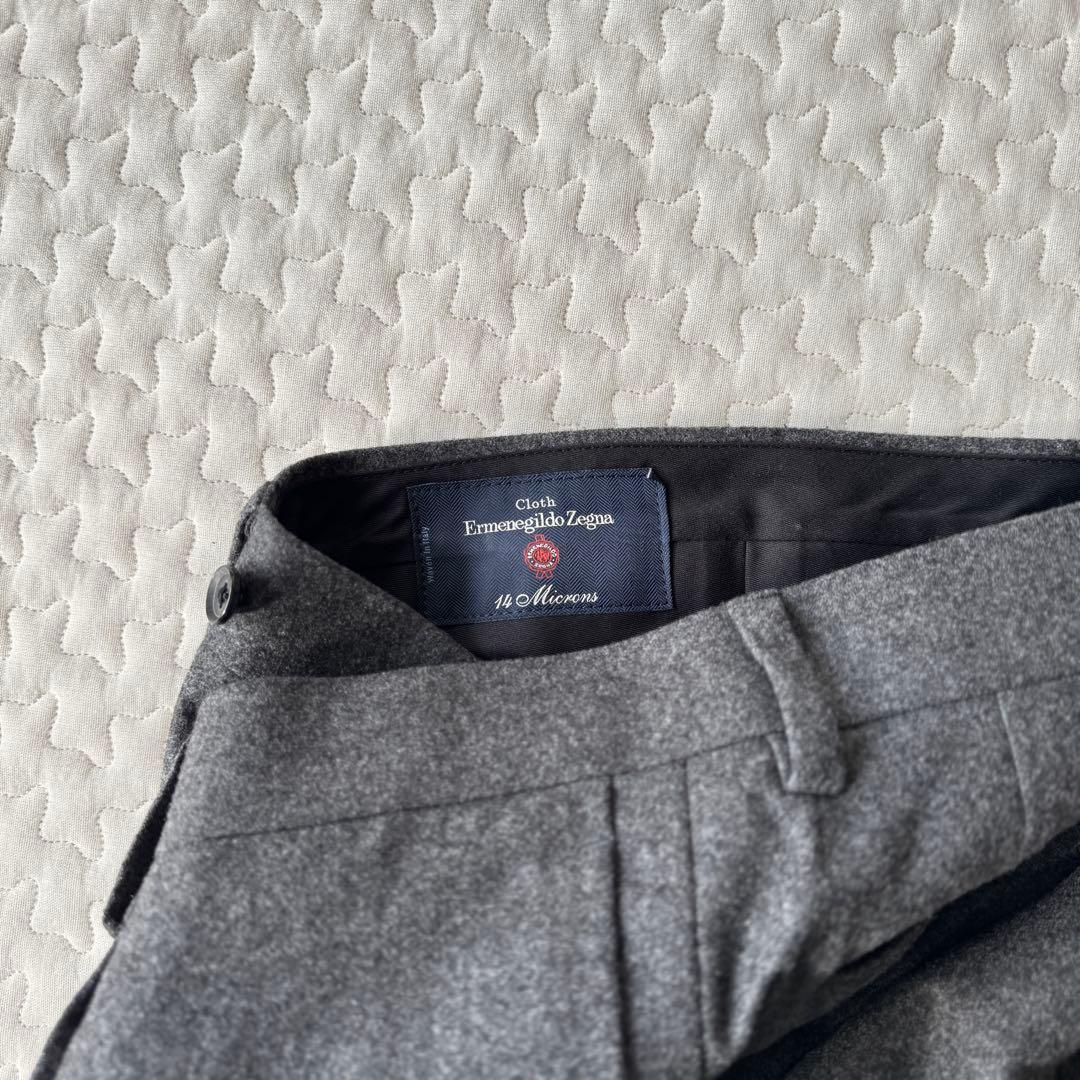 【極美品】ブリッラペルイルグストグレー フランネルスーツ ゼニア14micron