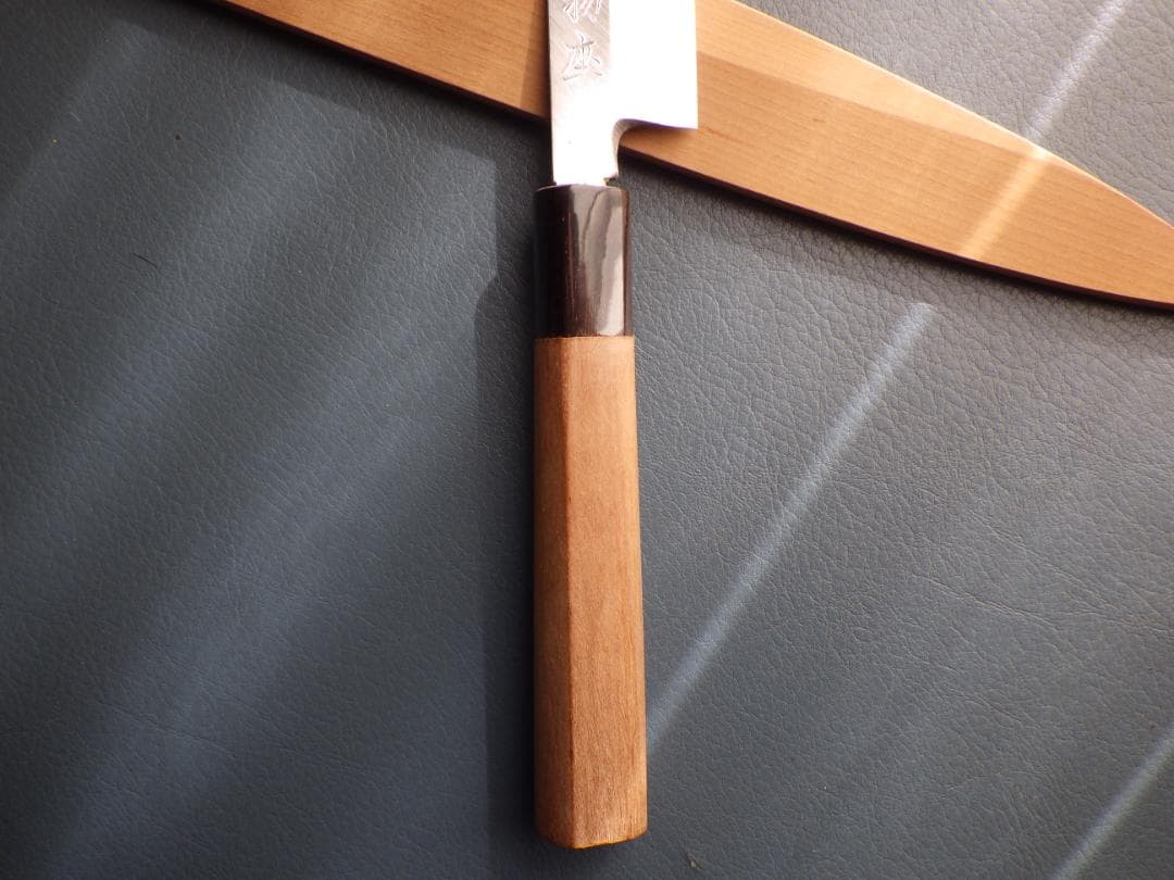 堺打刃物/柳刃刺身包丁7寸/本水牛安来鋼・鞘付属★昭和レトロ★未使用188