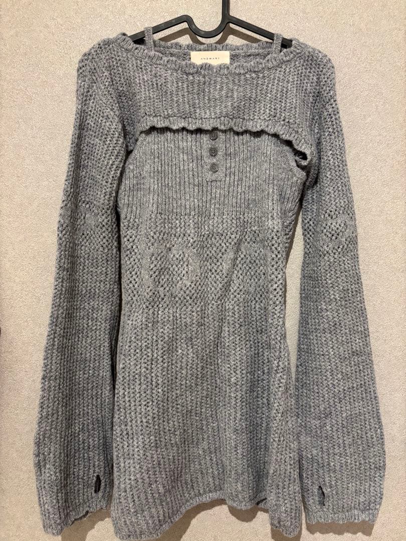 andmarry Heart stitch mini dress ミニワンピース