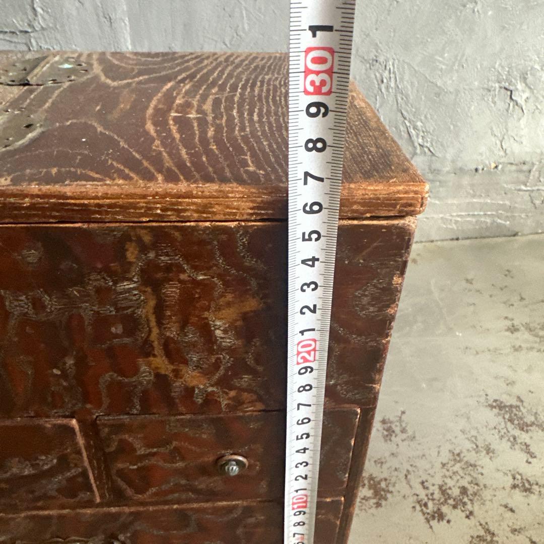 とても味のある裁縫箱ヴィンテージ　木製箪笥 収納に！