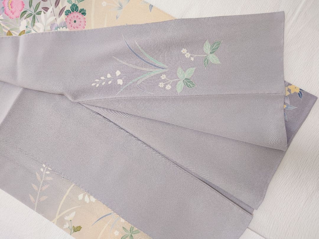 正絹　袷　訪問着　藤色