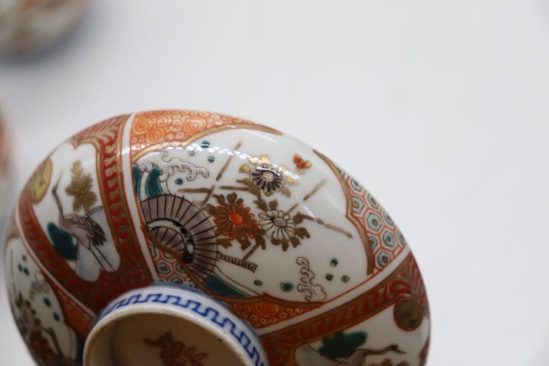 江戸　伊万里錦絵　蓋茶碗5点① アンティーク　送料込み251112