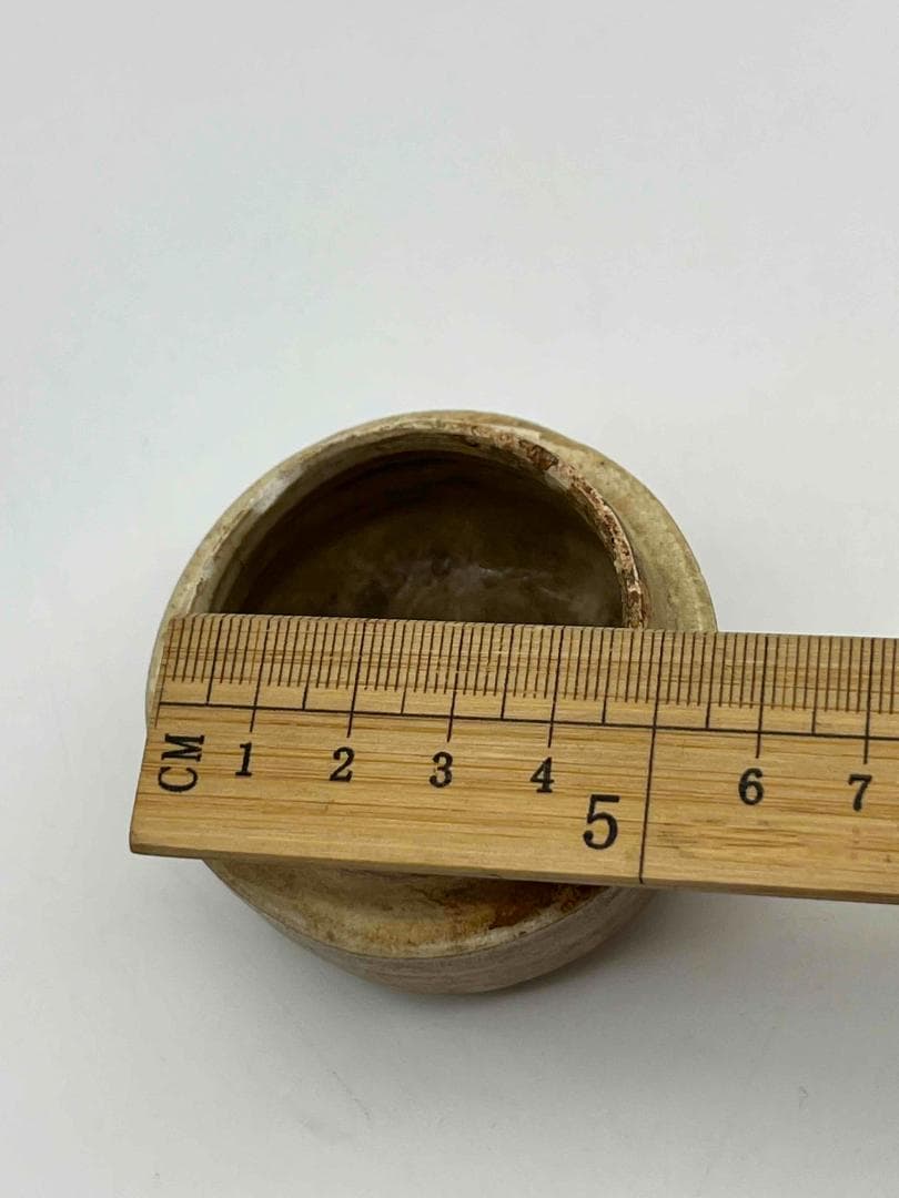 唐時代　青磁 相州窯 點彩 飛斑　香盒 粉盒 茶入　茶道具　唐物(F-84)