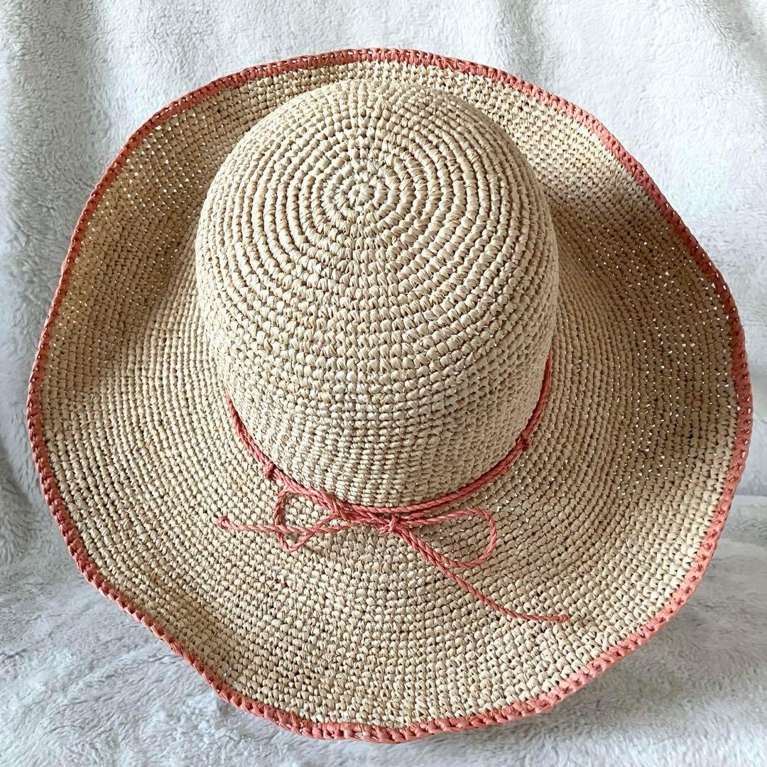 ゆ*す様 超希少 ヘレンカミンスキー ラフィア ワイドブリム ナチュラル×コーラ