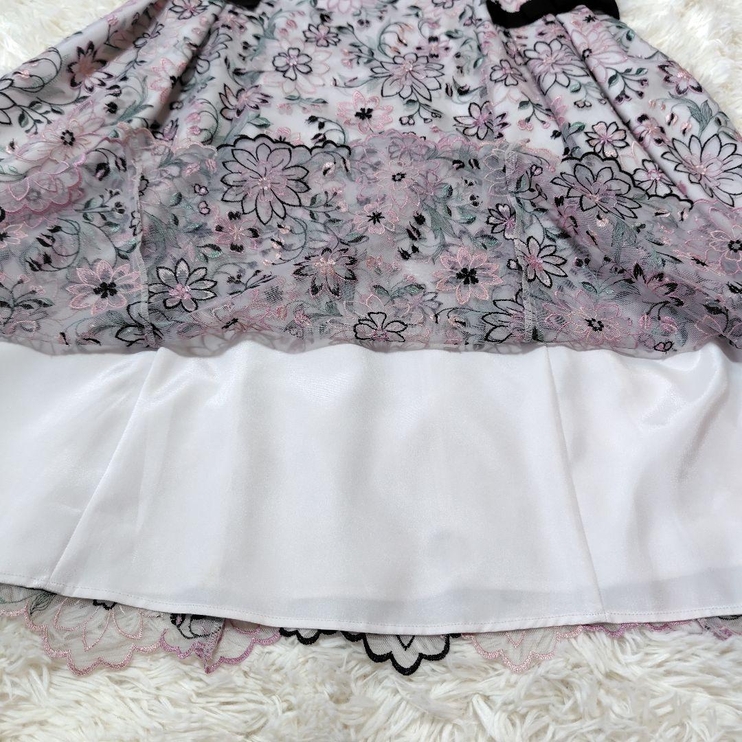 【極美品♡希少42】ローズティアラジュエル　高級フラワーチュール刺繍ワンピース