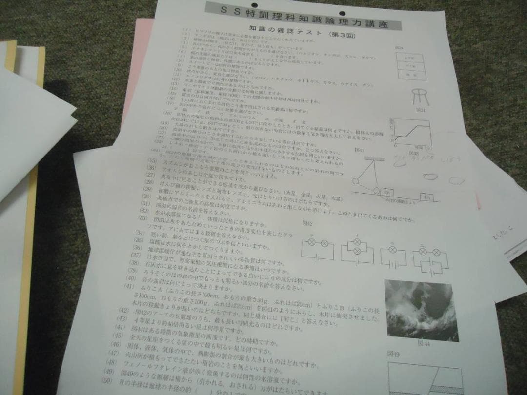 サピックス　理科 知識論理力講座14回/確認テスト13回　2020年度版