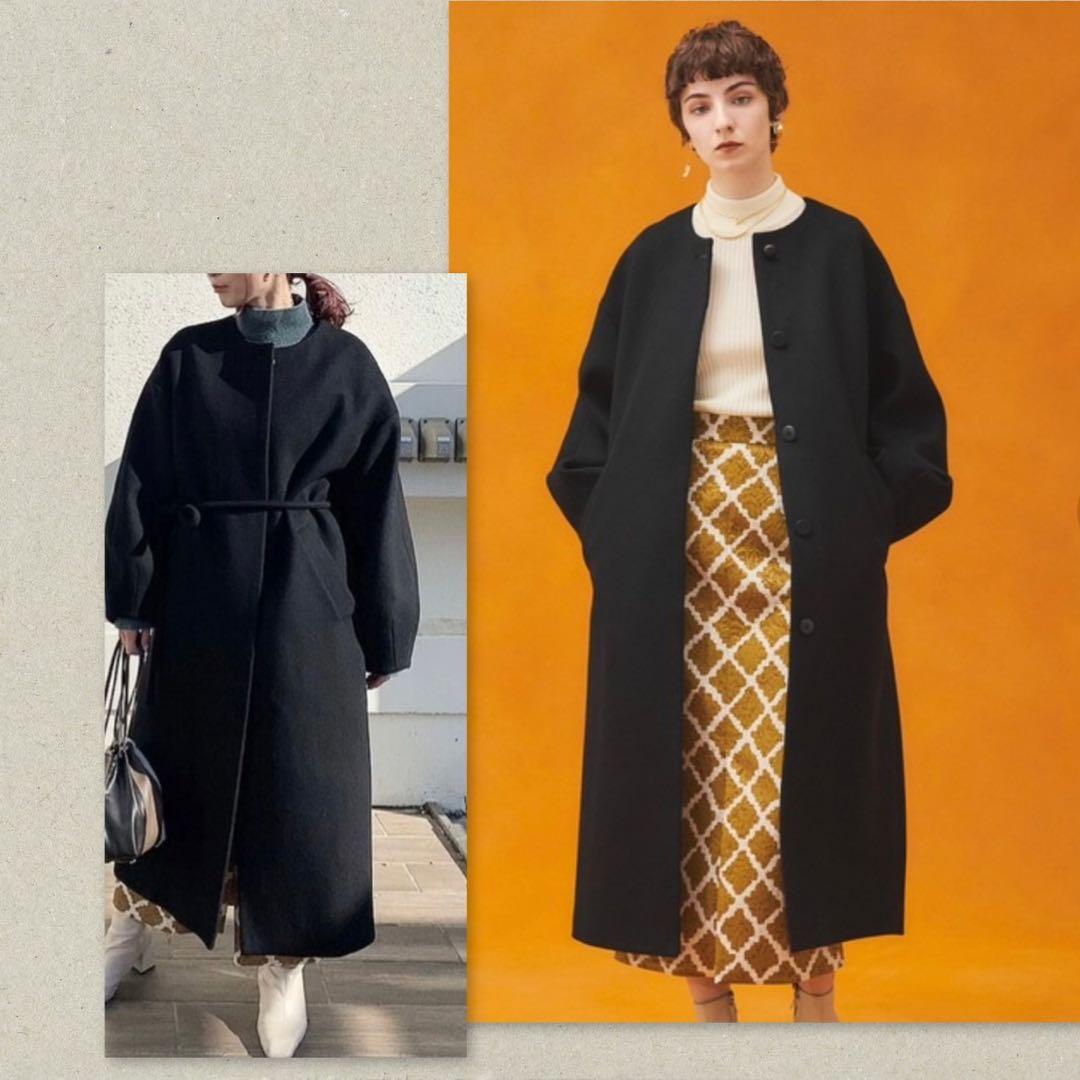 パブリックトウキョウ　【S100ウール】ボリュームスリーブノーカラーコート