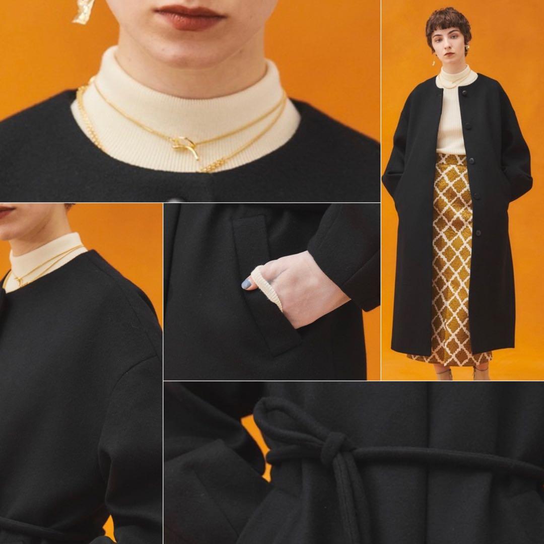 パブリックトウキョウ　【S100ウール】ボリュームスリーブノーカラーコート