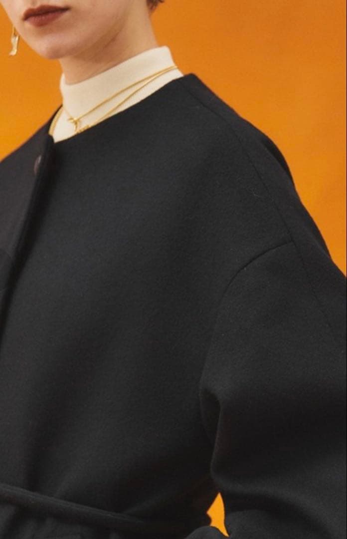 パブリックトウキョウ　【S100ウール】ボリュームスリーブノーカラーコート