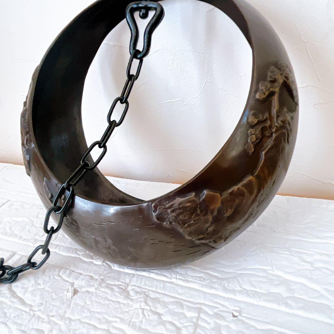 満月 吊り花器 鋳物 花入れ 鉄製 和モダン 茶室 飾り 工芸品 池坊 花器