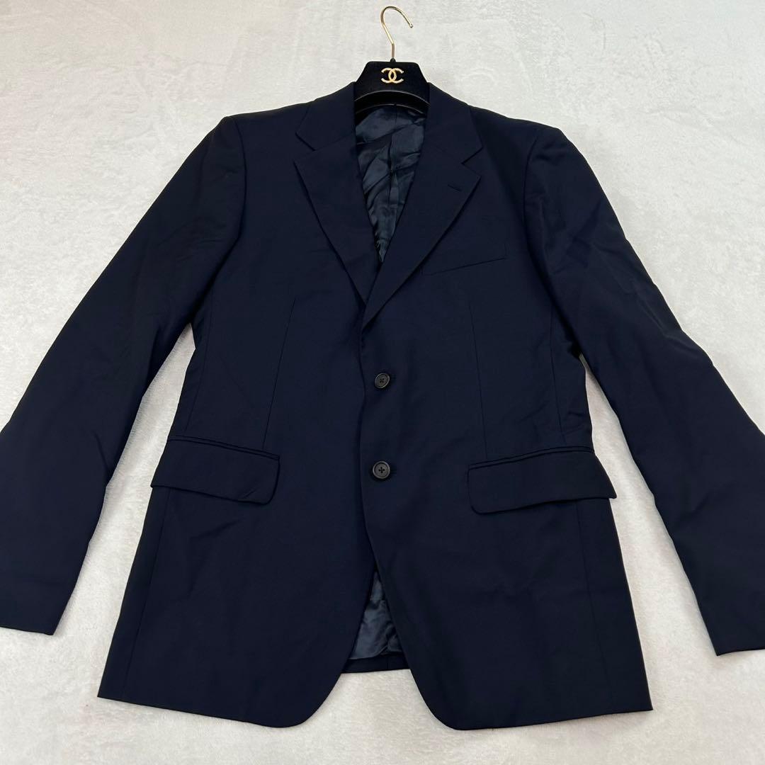 J470 L 48 プラダ シングル モヘア混 ネイビー スーツ 上下 メンズ