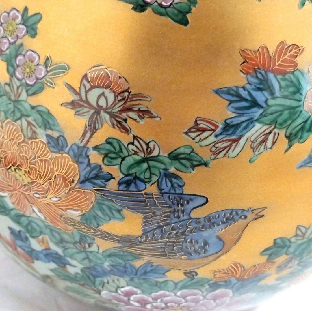 【美品】九谷焼　仙春作　花瓶　特大　10号　花鳥図柄