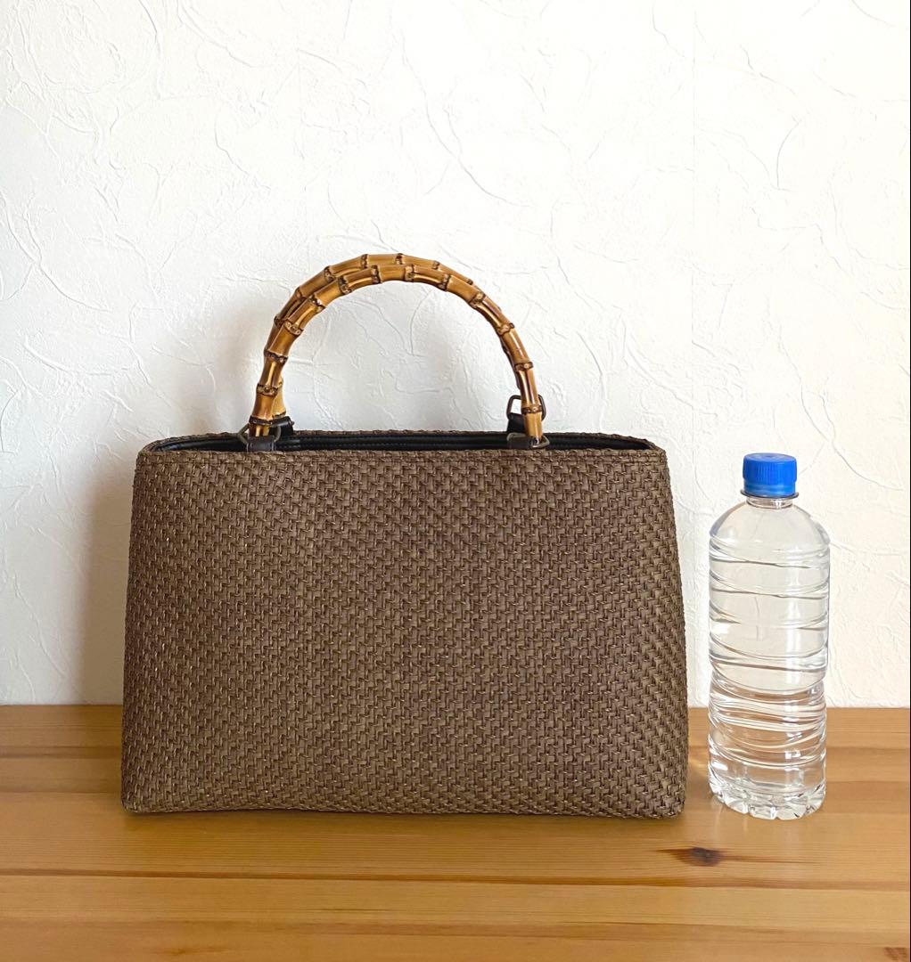 【新品未使用】カゴ風バッグ　ダークブラウン