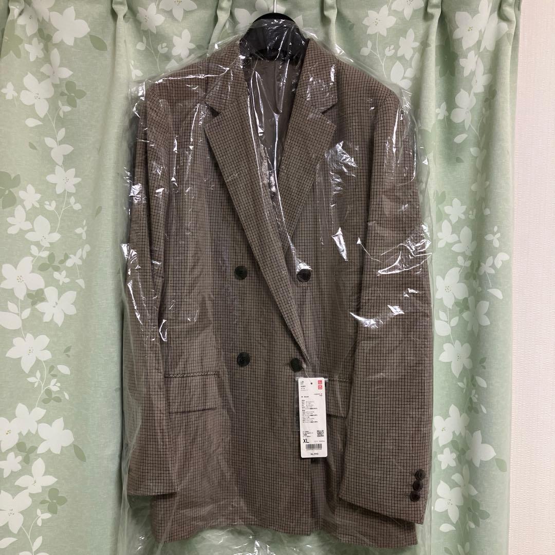 【新品・未使用】 UNIQLO カラー:35 ブラウン ダブルジャケット XL