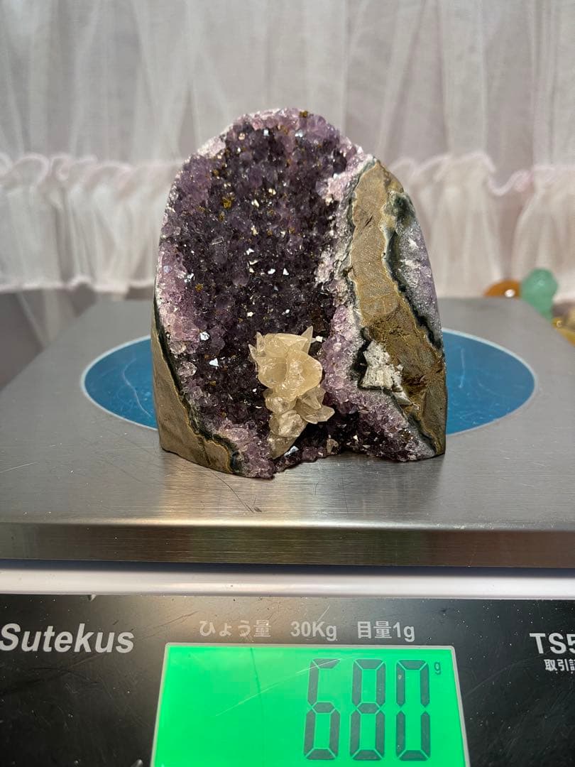 綺麗　天然石　濃いアメジストクラスター　とハット　2点セット