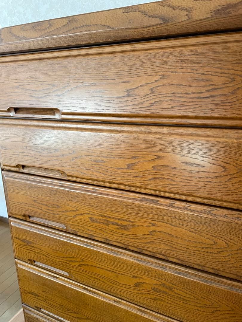 ナチュラルウッド 5段チェスト