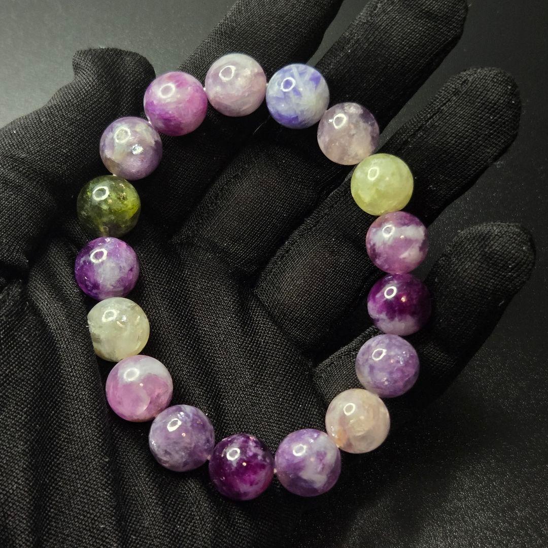 【希少石/最強品質】MIXレピドライトシリカ＊約11mm＊　天然石ブレスレット