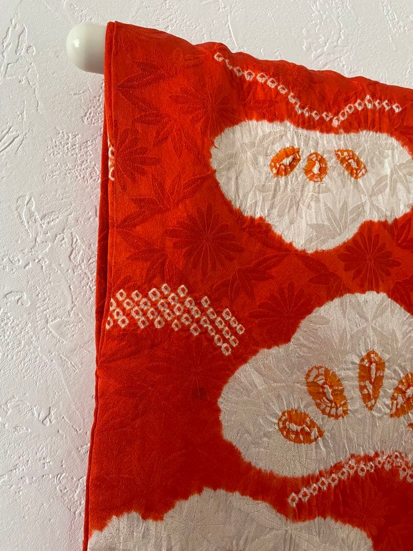 七五三　3歳　正絹総絞りのお着物セット　オレンジちりめん被布