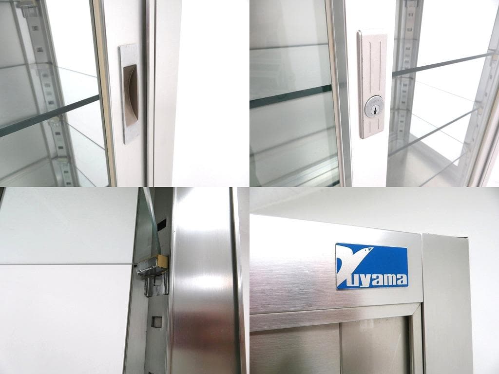 美品　ユヤマ　アルミ　ガラス　ケビント　ドクターキャビネット　飾り棚　シェルフ