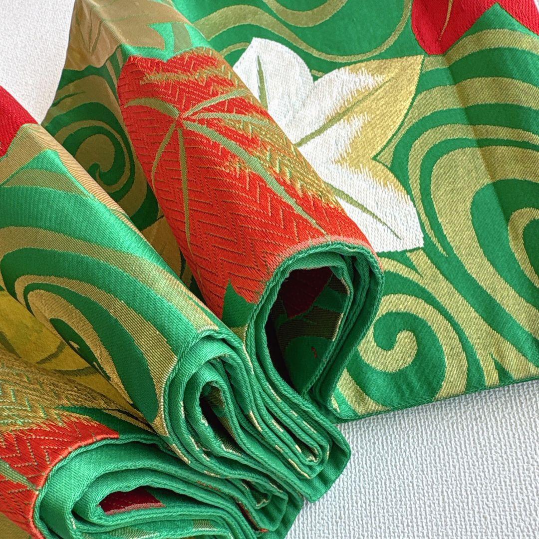 フルセット　七五三　7歳女の子　しぼり柄　金プリント　金糸　緑袋帯　流水7068
